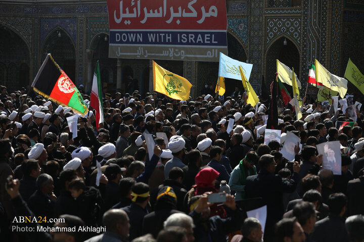 راهپیمایی مهاجرین افغانستانی مقیم قم در انزجار از جنایات آمریکایی - صهیونی