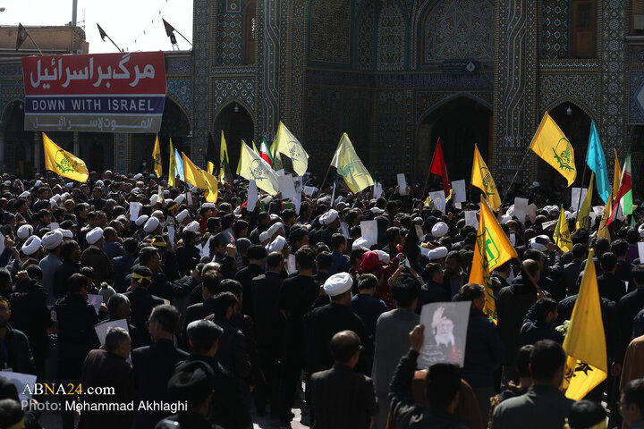 راهپیمایی مهاجرین افغانستانی مقیم قم در انزجار از جنایات آمریکایی - صهیونی