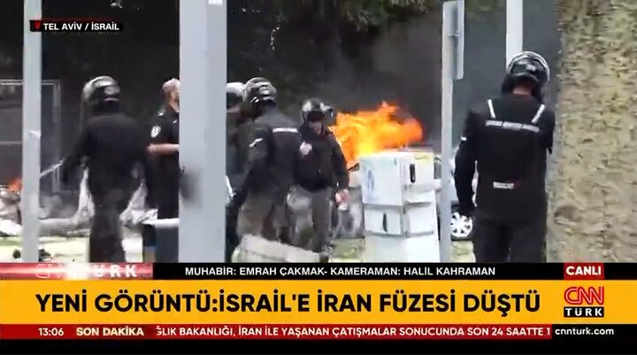 ویدیو | پخش زنده سی‌ان‌ان تُرک از اصابت موشک‌های ایران به سرزمین‌های اشغالی