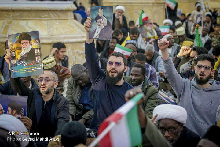 تجمع طلاب و فعالان بین‌المللی در محکومیت تجاوز آمریکایی صهیونی - مسجد جمکران