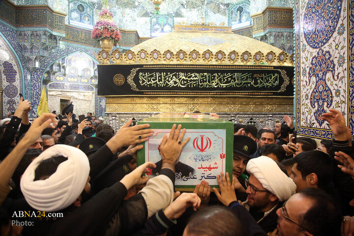 وداع با پیکر شهید علی لاریجانی در حرم حضرت معصومه(س