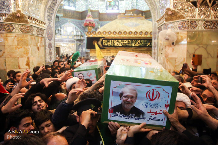 وداع با پیکر شهید علی لاریجانی در حرم حضرت معصومه(س)