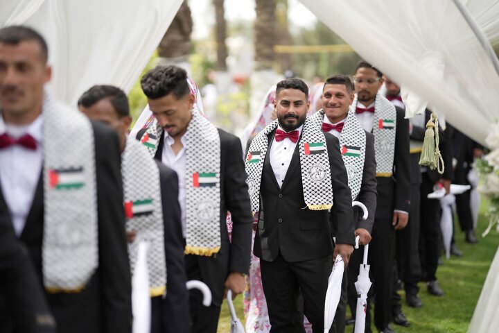 گزارش تصویری | جشن عروسی ۱۵۰ زوج فلسطینی در غزه