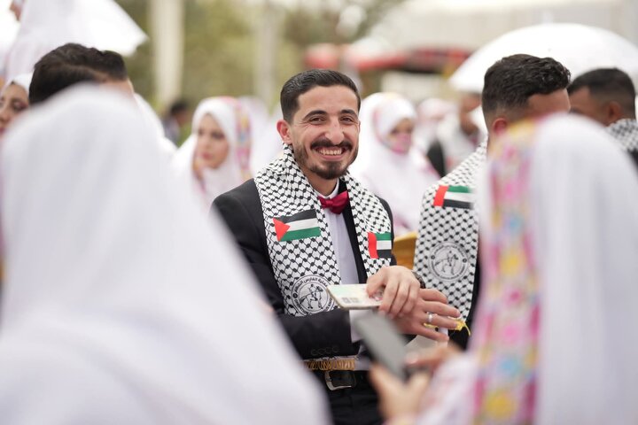 گزارش تصویری | جشن عروسی ۱۵۰ زوج فلسطینی در غزه