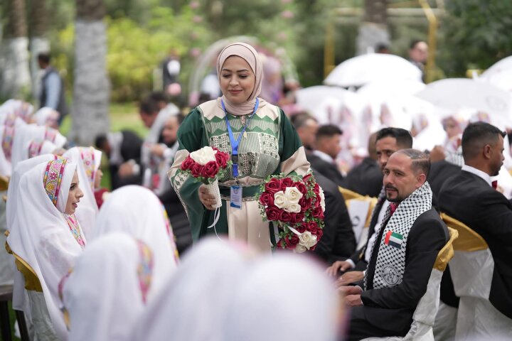 گزارش تصویری | جشن عروسی ۱۵۰ زوج فلسطینی در غزه