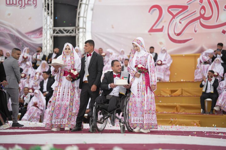 گزارش تصویری | جشن عروسی ۱۵۰ زوج فلسطینی در غزه