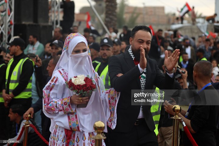 گزارش تصویری | جشن عروسی ۱۵۰ زوج فلسطینی در غزه