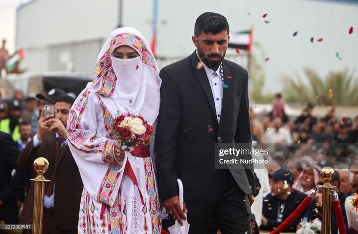 گزارش تصویری | جشن عروسی ۱۵۰ زوج فلسطینی در غزه