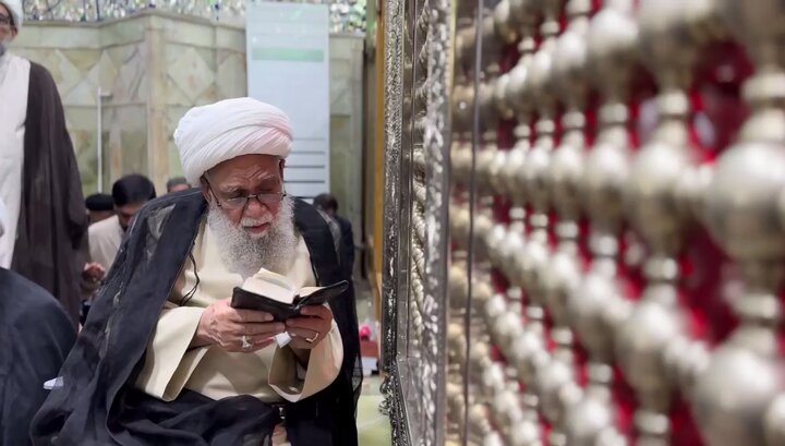 تشرف آیت الله کریمی جهرمی به حرم مطهر حضرت موسی مبرقع(ع) فرزند بلافصل امام جواد(ع)