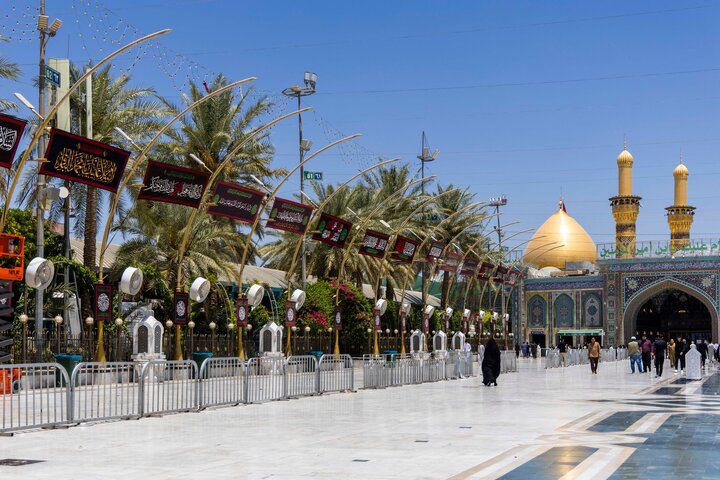تصاویر | بین‌الحرمین در سالروز شهادت امام محمدباقر(ع) پرچم‌های عزا برافراشت