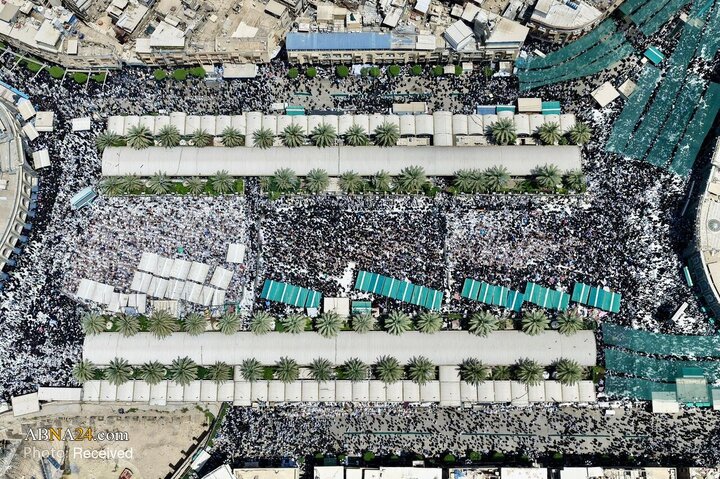 تصاویر هوایی از حضور گسترده زائران در روز عرفه - کربلا