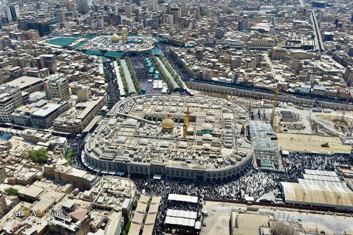 تصاویر هوایی از حضور گسترده زائران در روز عرفه - کربلا
