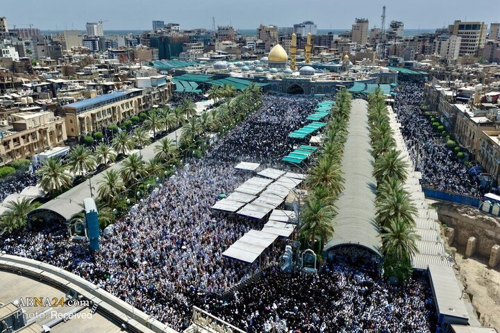 تصاویر هوایی از حضور گسترده زائران در روز عرفه - کربلا