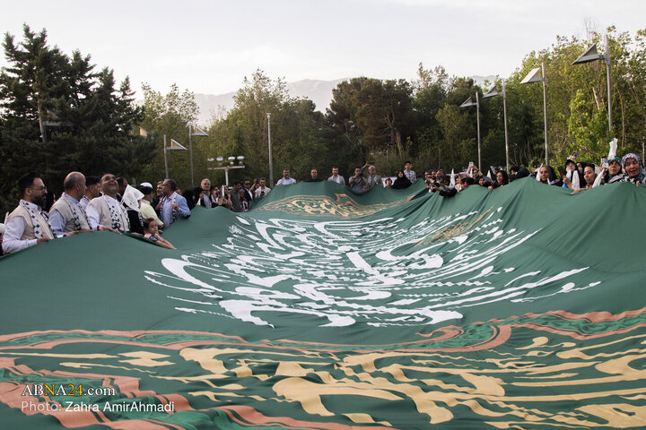 Photos: Ceremony of Raising Largest Blessed Flag of Imam Ali Holy Shrine in Tehran