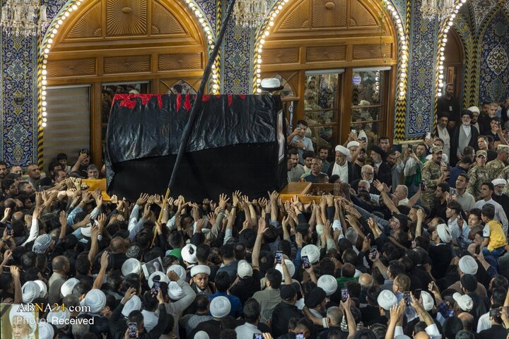 تشییع پیکر آیت‌الله فیاض در حرم حضرت ابوالفضل العباس(ع)