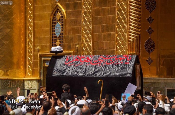 تشییع پیکر آیت‌الله فیاض در حرم حضرت علی‌(ع)