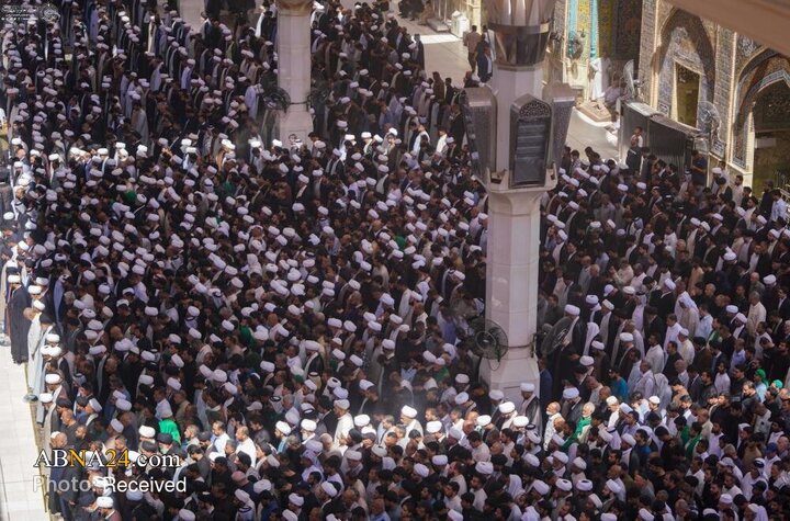 تشییع پیکر آیت‌الله فیاض در حرم حضرت علی‌(ع)