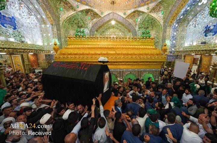 تشییع پیکر آیت‌الله فیاض در حرم حضرت علی‌(ع)