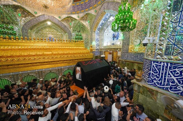 تشییع پیکر آیت‌الله فیاض در حرم حضرت علی‌(ع)