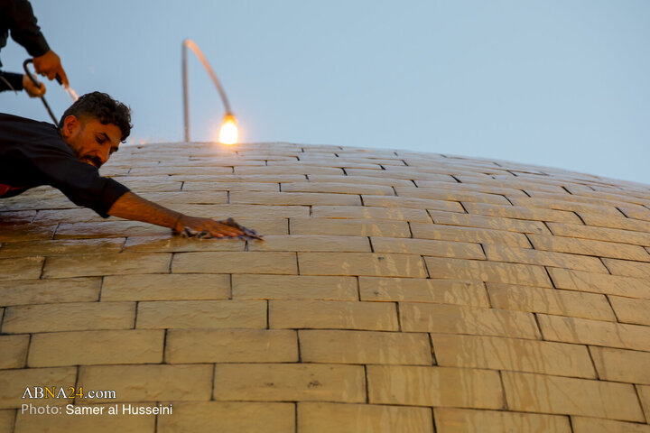 Photos: Dust-Cleaning Ceremony of Dome of Hazrat Abul-Fazl Holy Shrine on Eve of Muharram