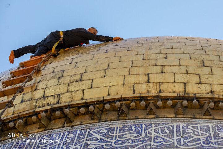 Photos: Dust-Cleaning Ceremony of Dome of Hazrat Abul-Fazl Holy Shrine on Eve of Muharram