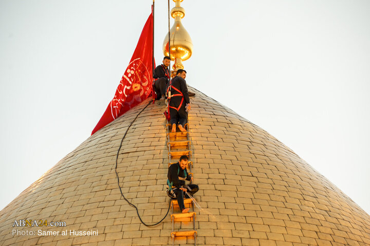 Photos: Dust-Cleaning Ceremony of Dome of Hazrat Abul-Fazl Holy Shrine on Eve of Muharram