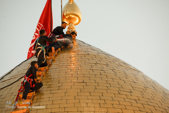 Photos: Dust-Cleaning Ceremony of Dome of Hazrat Abul-Fazl Holy Shrine on Eve of Muharram