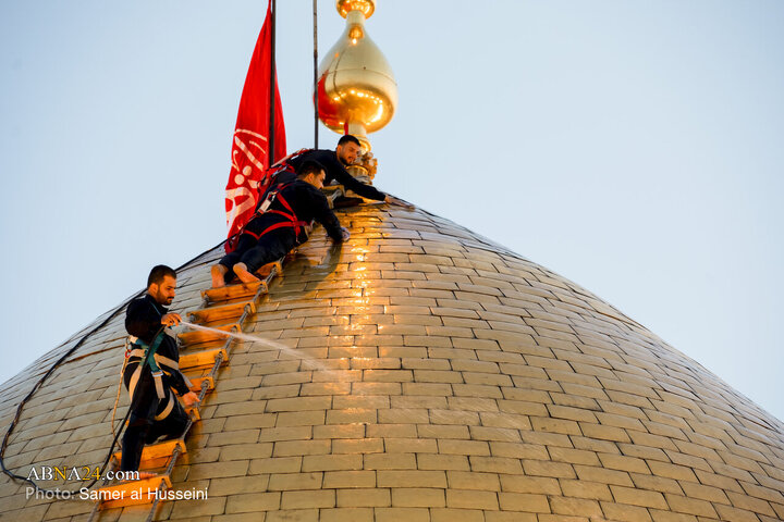 Photos: Dust-Cleaning Ceremony of Dome of Hazrat Abul-Fazl Holy Shrine on Eve of Muharram
