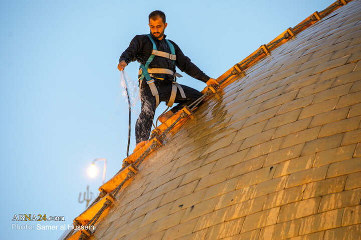 Photos: Dust-Cleaning Ceremony of Dome of Hazrat Abul-Fazl Holy Shrine on Eve of Muharram