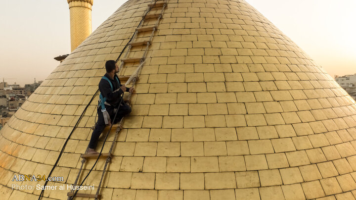 Photos: Dust-Cleaning Ceremony of Dome of Hazrat Abul-Fazl Holy Shrine on Eve of Muharram