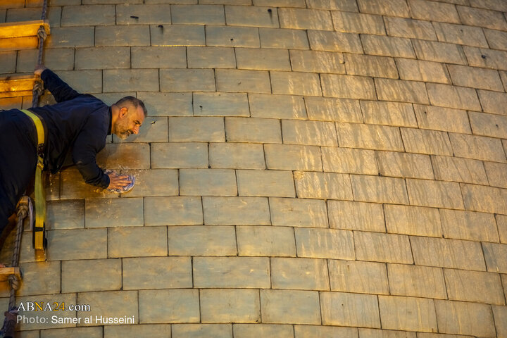 Photos: Dust-Cleaning Ceremony of Dome of Hazrat Abul-Fazl Holy Shrine on Eve of Muharram