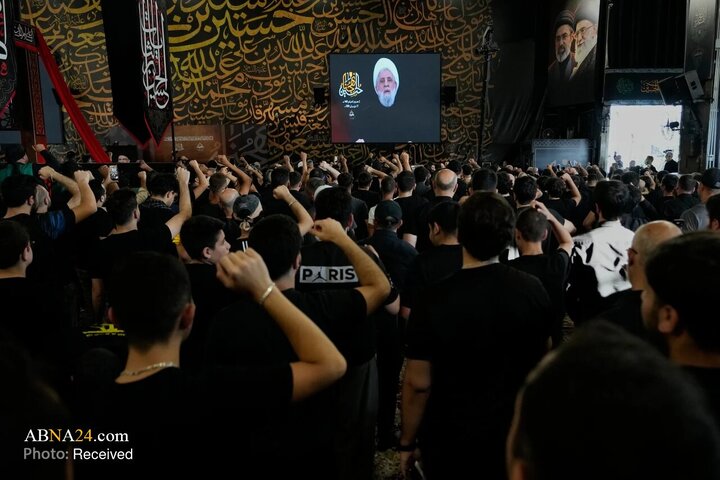 گردهمایی عزاداران امام حسین(ع) در کنار مزار سید حسن نصرالله در بیروت