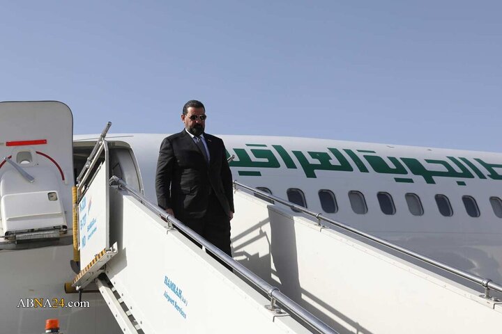 هیبت الحلبوسی رئیس مجلس عراق صبح امروز جمعه ۱۲ تیرماه به منظور شرکت در مراسم ادای احترام به پیکر رهبر شهید انقلاب اسلامی وارد تهران شد