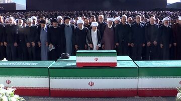 Massive Crowds Perform Funeral Prayers for Martyred Leader at Imam Khomeini Mosalla