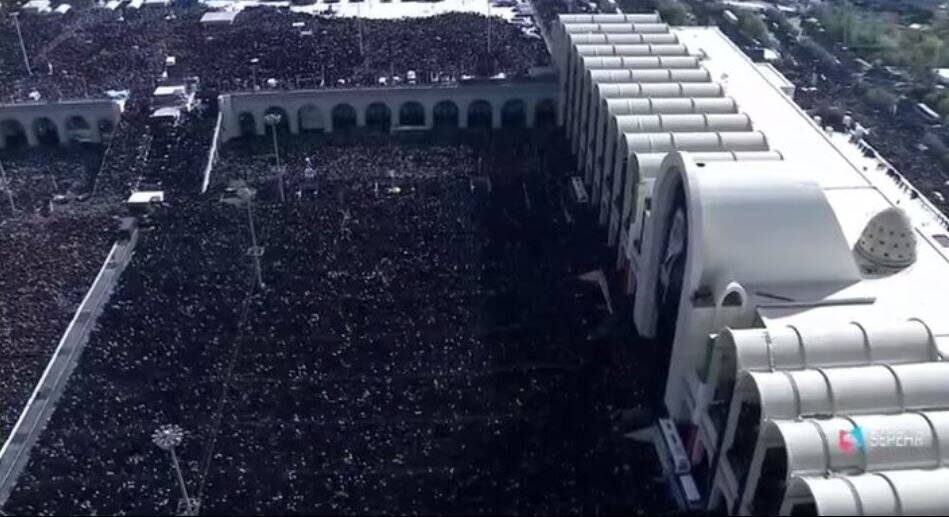 Video: Aerial footage of presence of people at ceremony for funeral prayer of martyred leader