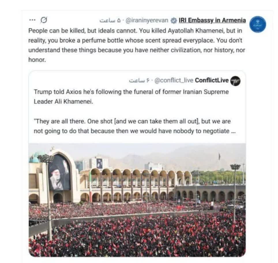 Sugad ng Iran sa Armenia na tinutugunan si Trump: Wala kayong sibilisasyon, wala ring dangal