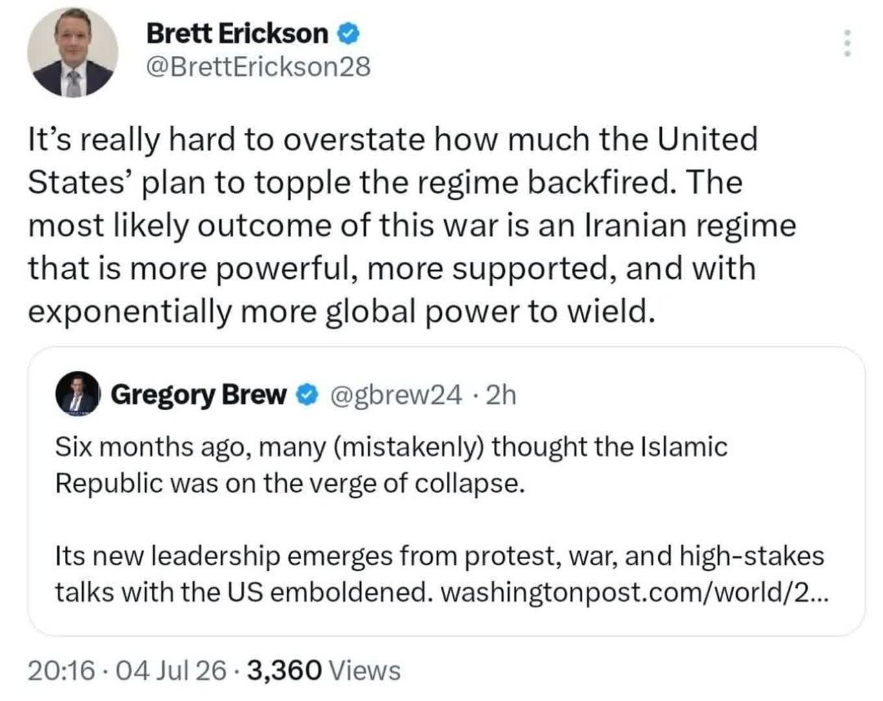 Bert Erikson, Amerikanong eksperto: Gaano kalaki ang kabaligtarang resulta ng plano ng Amerika na pabagsakin ang pamahalaan
