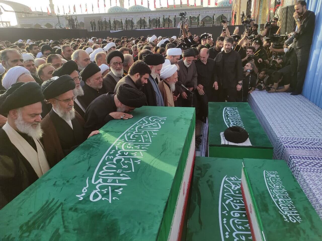 Funeral prayers held for martyred Leader at Qom’s Jamkaran Mosque