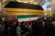 مراسم تشييع الجثامين الطاهرة لأسرة السيد الولي الخامنئي عند مرقد الإمام علي (ع) بالنجف الأشرف+(صور)