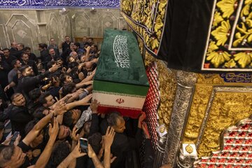  مراسم تشييع جثامين الإمام الخامنئي (رض) وعائلته في العتبة العباسية المقدسة 
