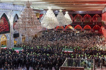 تقرير مصور/ مراسم تشييع جثامين الإمام الخامنئي (رض) وعائلته في العتبة العباسية المقدسة