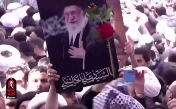 ویدیو | پیکر مطهر رهبر شهید انقلاب به ایوان طلای حرم علوی رسید
