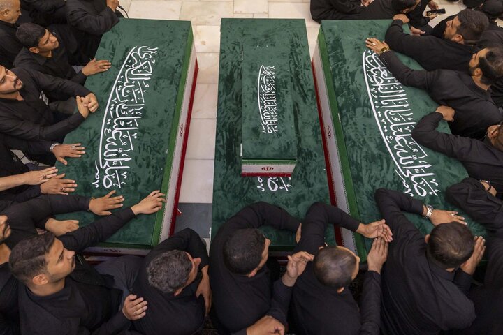 تقرير مصور/ مراسم تشييع جثامين الإمام الخامنئي (رض) وعائلته في العتبة العباسية المقدسة
