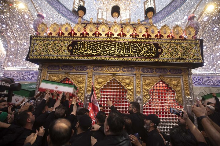 تقرير مصور/ مراسم تشييع جثامين الإمام الخامنئي (رض) وعائلته في العتبة العباسية المقدسة