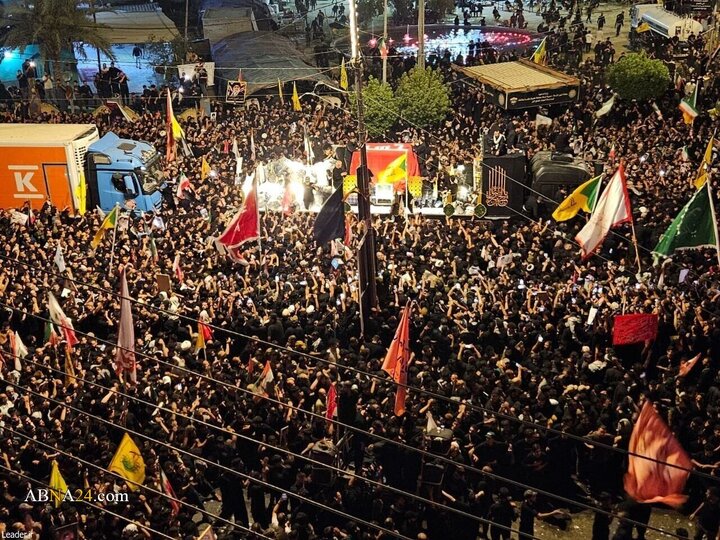 تشییع پیکر مطهر رهبر شهید انقلاب در کربلای معلی