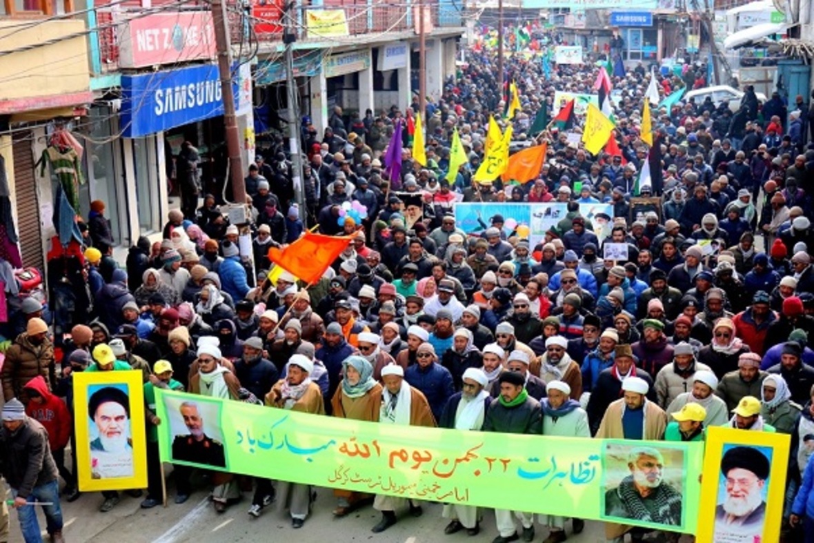 راهپیمایی شيعيان شهر کارگیل كشمير در جشن انقلاب اسلامی