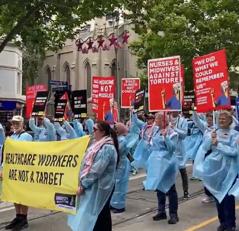 Video: Healthcare workers lead 60th Free Palestine protest in Melbourne, Australia