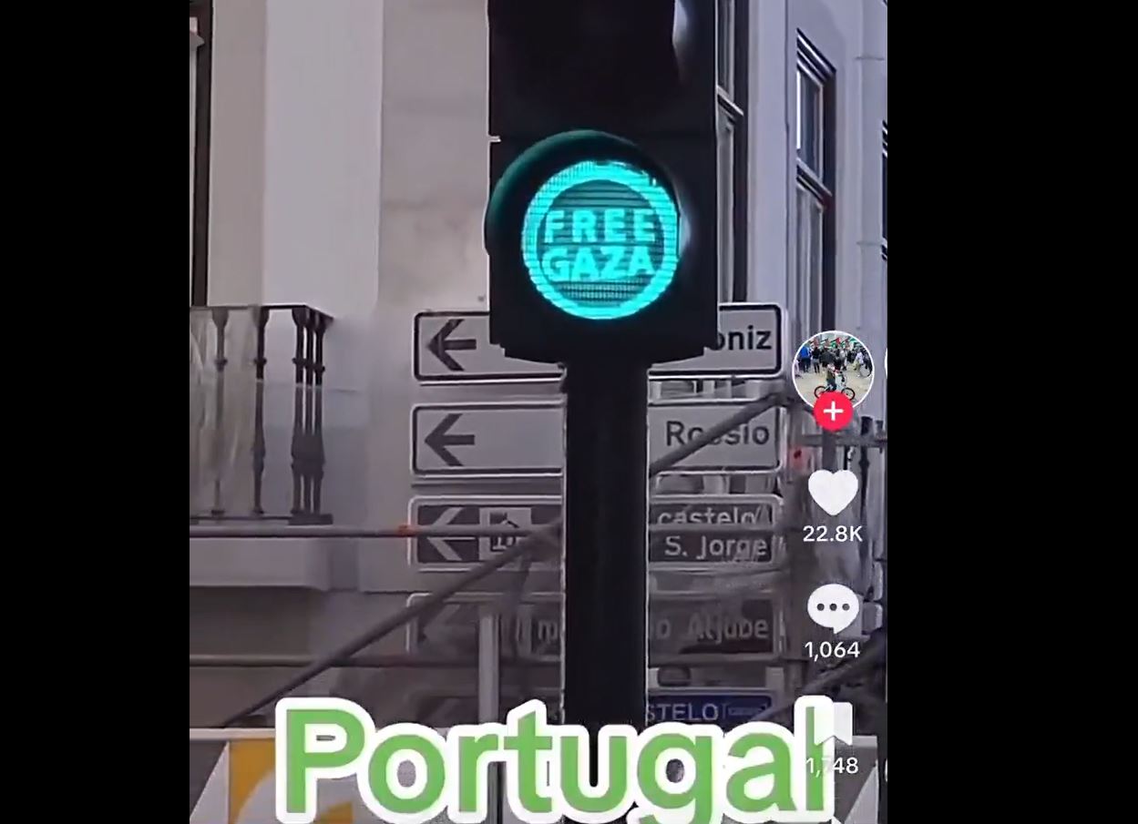 Video: An interesting initiative in Portugal using a traffic light in support of Palestine 