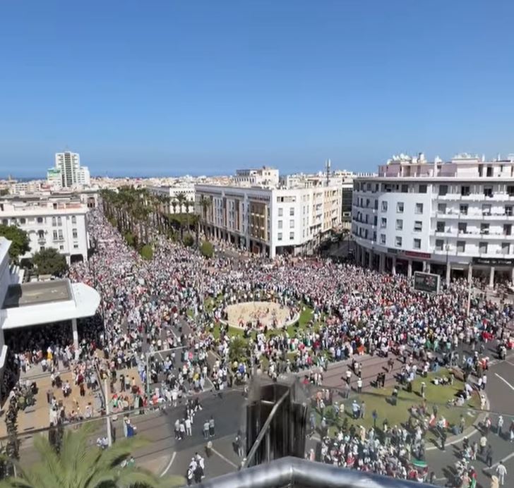 Video: Thousands of supporters of Palestine in Rabat, Morocco call for ceasefire in Gaza