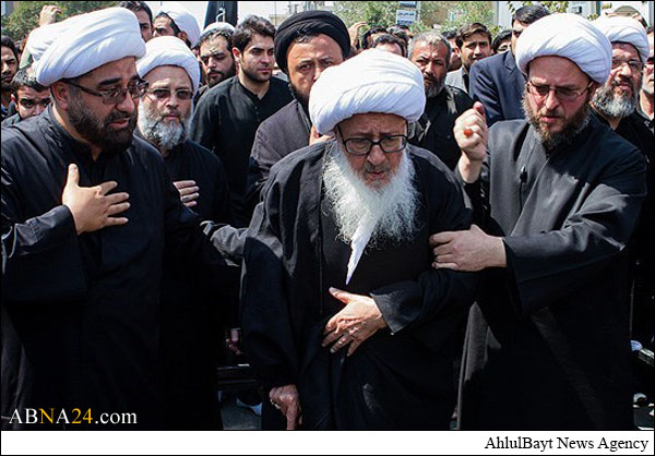 دسته عزای شهادت امیرالمؤمنین علی(ع)  با حضور آیت الله وحید خراسانی